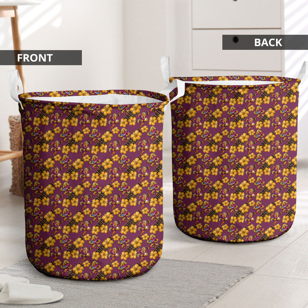 Brisbane Broncos Mascot Laundry Basket Tropical Hibiscus Floral Seamless Rugby Mascot