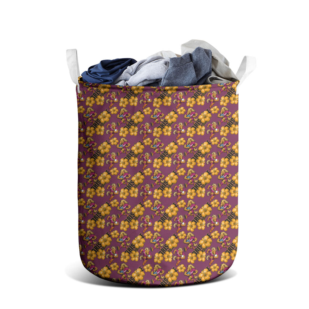 Brisbane Broncos Mascot Laundry Basket Tropical Hibiscus Floral Seamless Rugby Mascot
