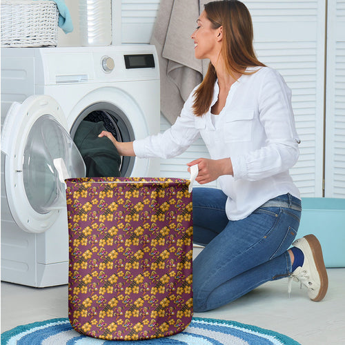 Brisbane Broncos Mascot Laundry Basket Tropical Hibiscus Floral Seamless Rugby Mascot