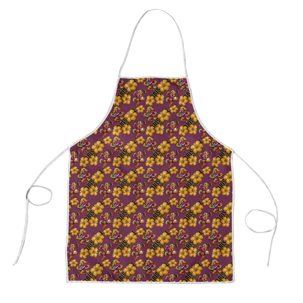 Brisbane Broncos Mascot Apron Tropical Hibiscus Floral Seamless Rugby Mascot