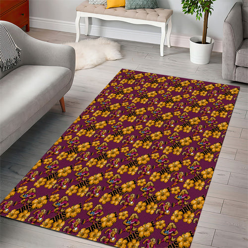 Brisbane Broncos Mascot Area Rug Tropical Hibiscus Floral Seamless Rugby Mascot