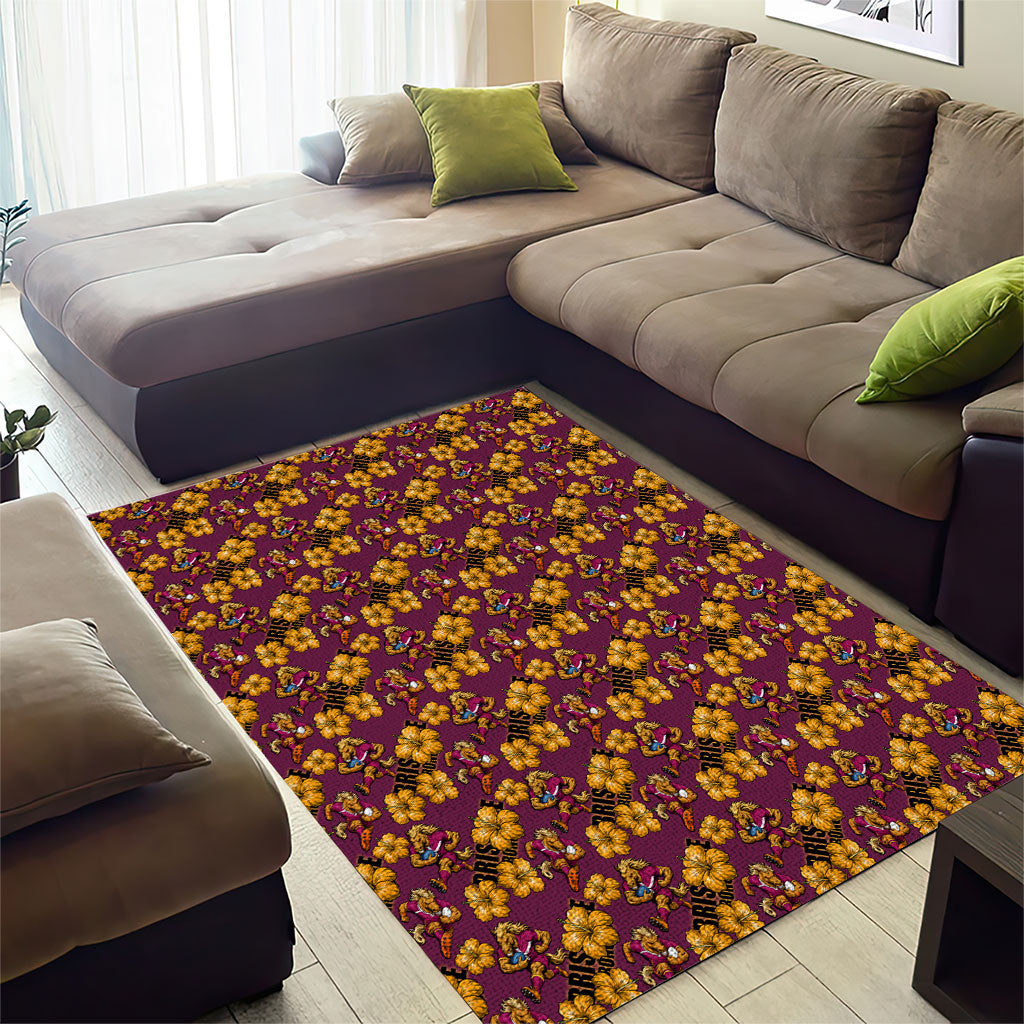 Brisbane Broncos Mascot Area Rug Tropical Hibiscus Floral Seamless Rugby Mascot