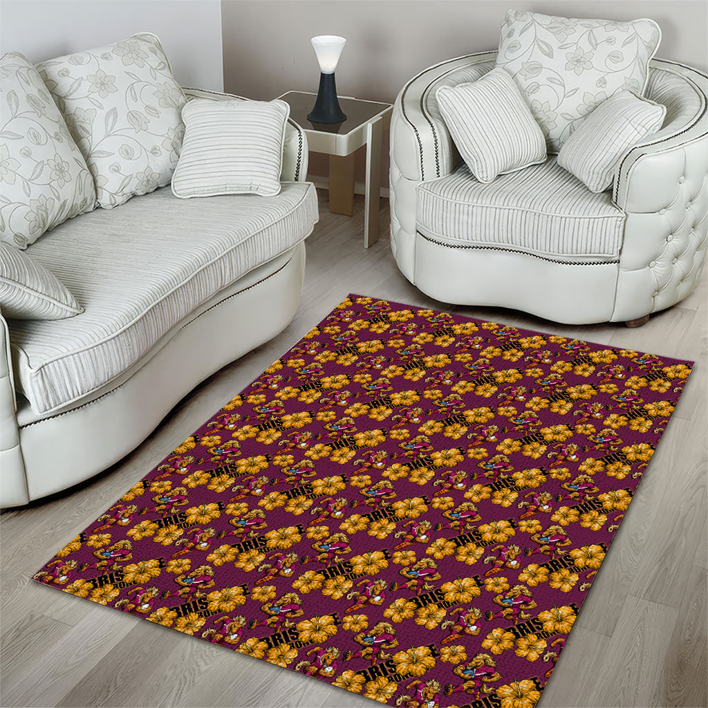Brisbane Broncos Mascot Area Rug Tropical Hibiscus Floral Seamless Rugby Mascot
