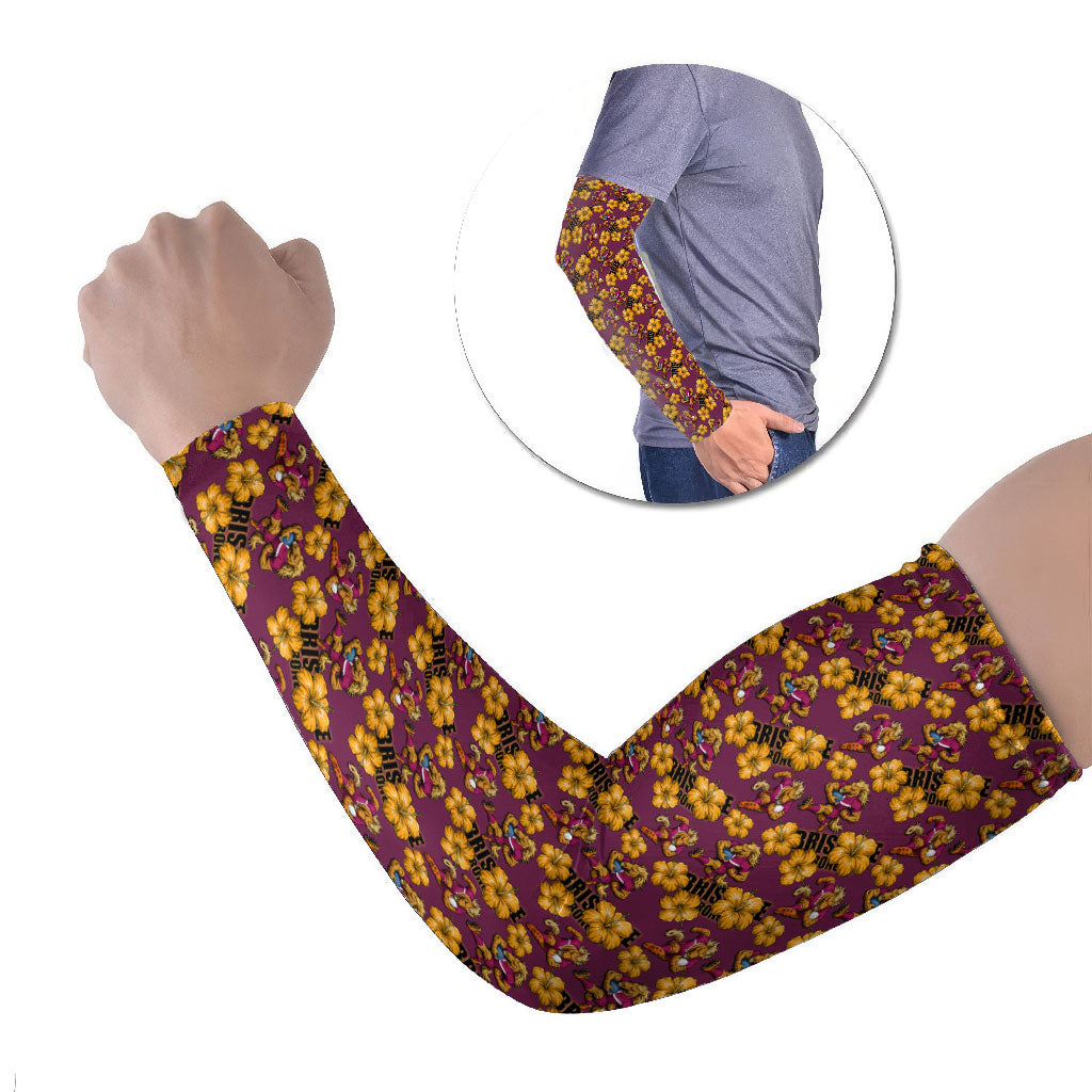 Brisbane Broncos Mascot Arm Sleeves Tropical Hibiscus Floral Seamless Rugby Mascot