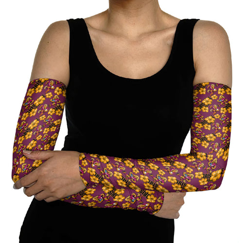 Brisbane Broncos Mascot Arm Sleeves Tropical Hibiscus Floral Seamless Rugby Mascot