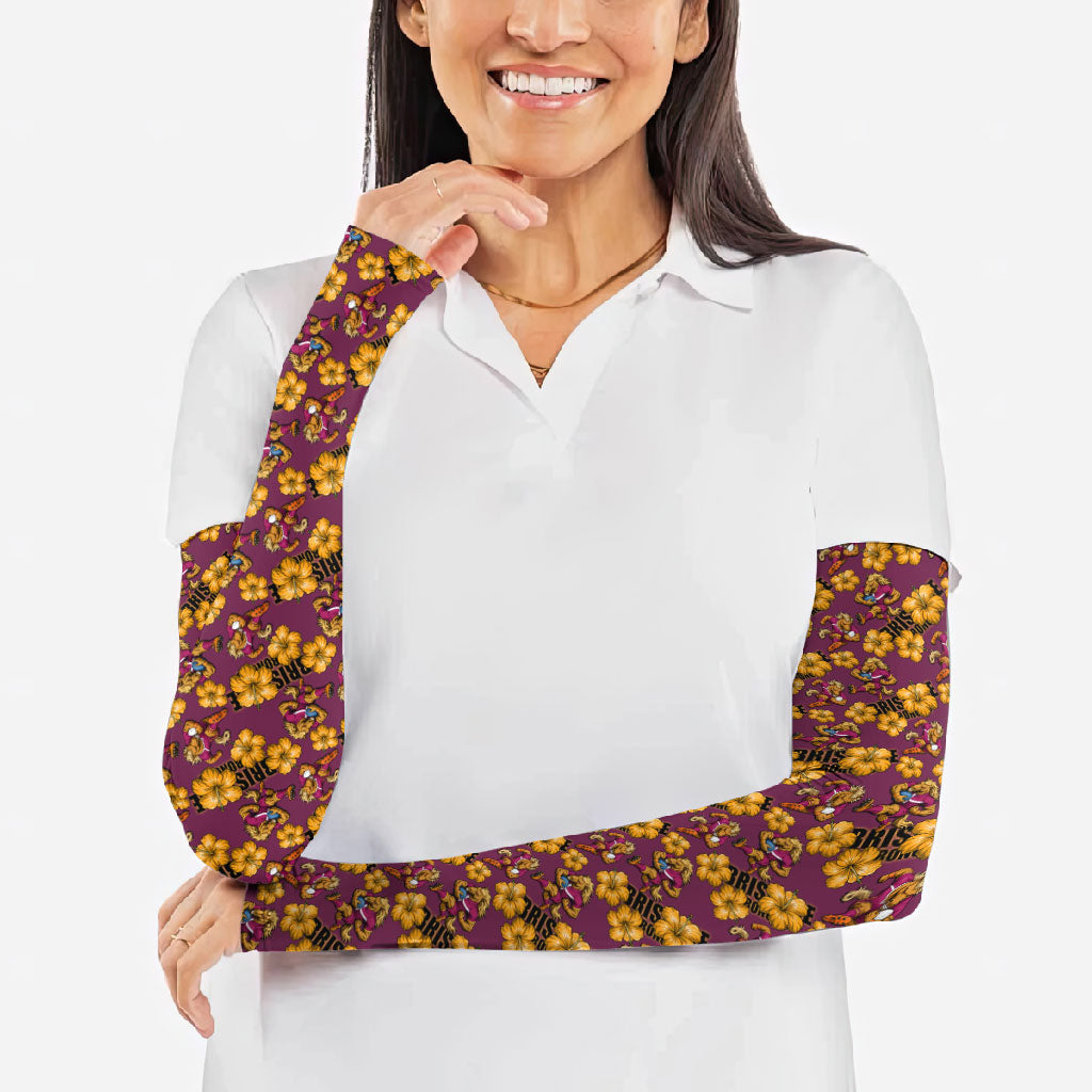 Brisbane Broncos Mascot Arm Sleeves Tropical Hibiscus Floral Seamless Rugby Mascot