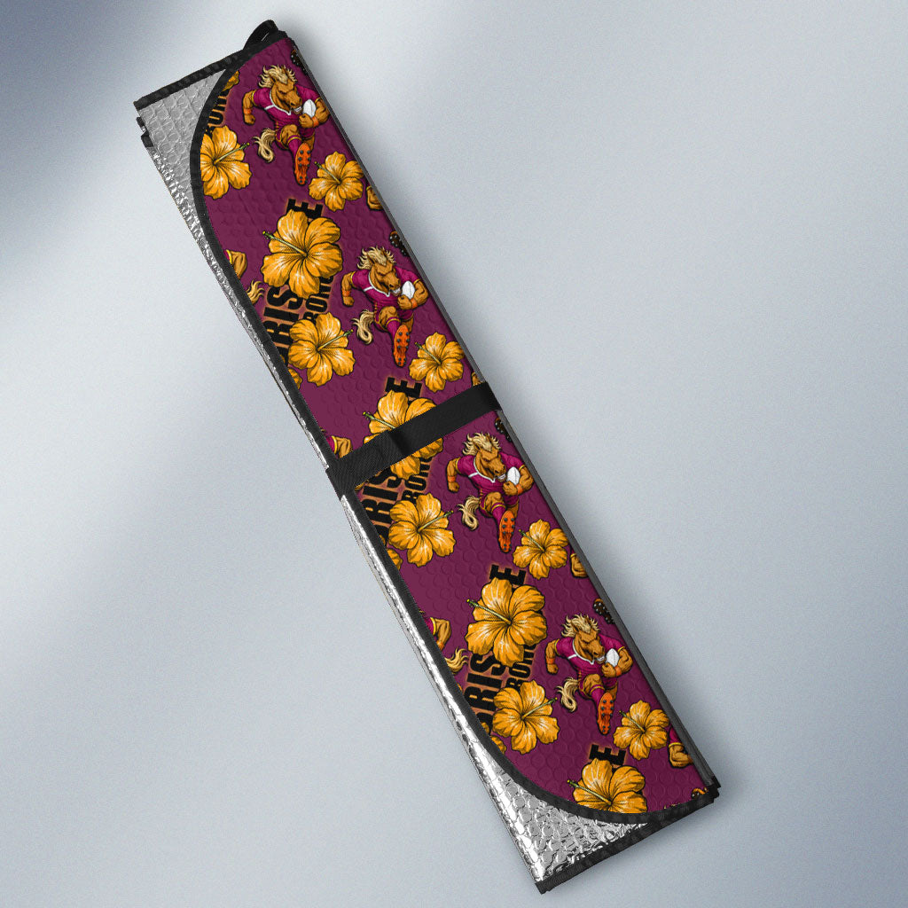Brisbane Broncos Mascot Auto Sun Shade Tropical Hibiscus Floral Seamless Rugby Mascot