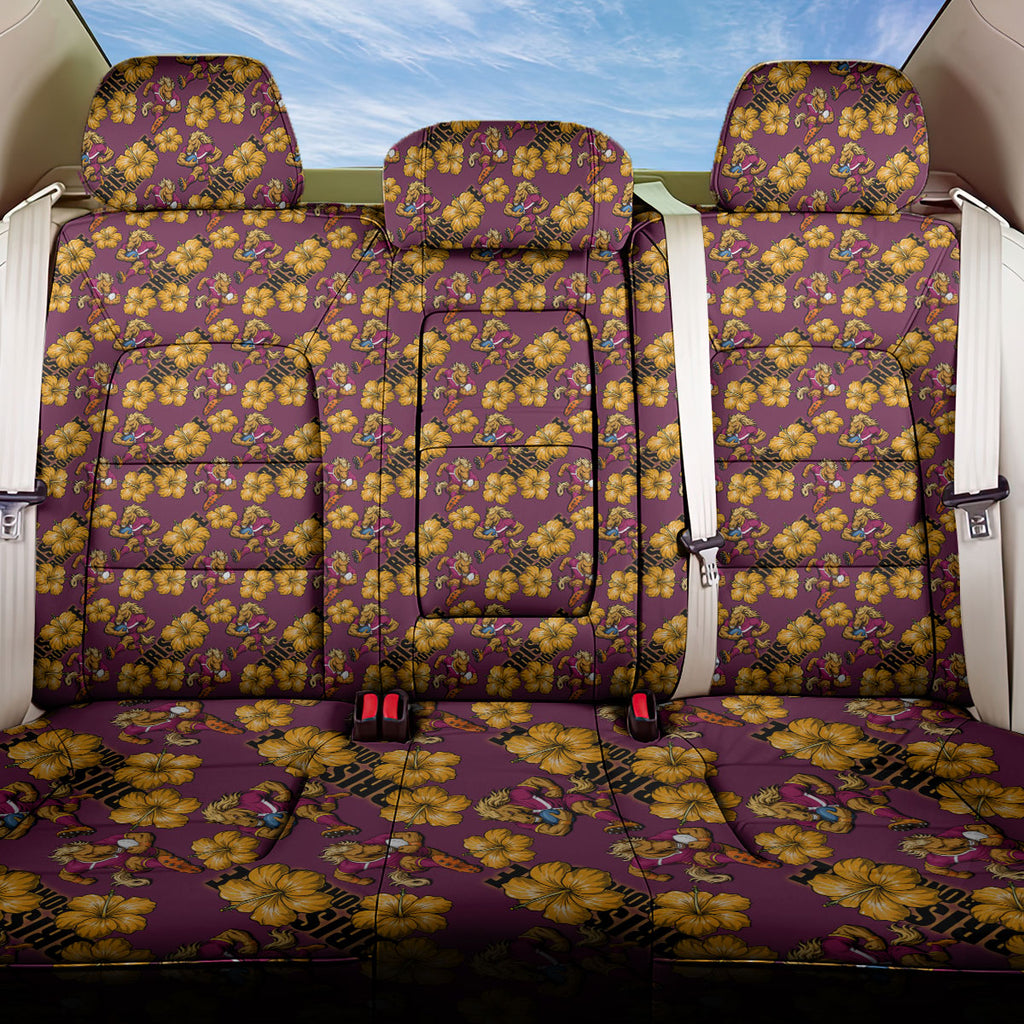 Brisbane Broncos Mascot Back Car Seat Cover Tropical Hibiscus Floral Seamless Rugby Mascot