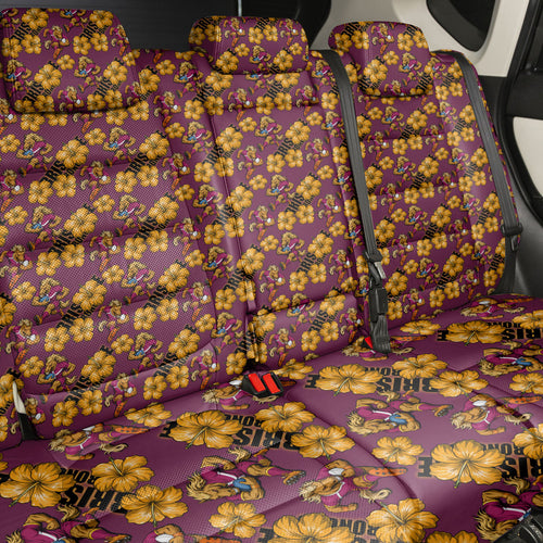 Brisbane Broncos Mascot Back Car Seat Cover Tropical Hibiscus Floral Seamless Rugby Mascot