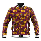 Brisbane Broncos Mascot Baseball Jacket Tropical Hibiscus Floral Seamless Rugby Mascot