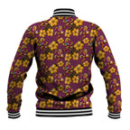 Brisbane Broncos Mascot Baseball Jacket Tropical Hibiscus Floral Seamless Rugby Mascot