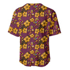 Brisbane Broncos Mascot Baseball Jersey Tropical Hibiscus Floral Seamless Rugby Mascot