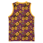 Brisbane Broncos Mascot Basketball Jersey Tropical Hibiscus Floral Seamless Rugby Mascot