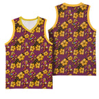 Brisbane Broncos Mascot Basketball Jersey Tropical Hibiscus Floral Seamless Rugby Mascot