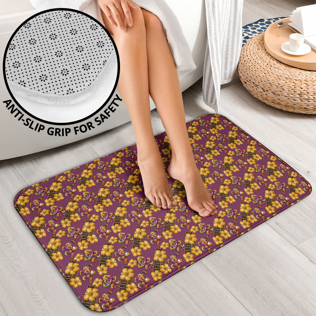 Brisbane Broncos Mascot Bathroom Set Tropical Hibiscus Floral Seamless Rugby Mascot