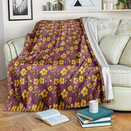 Brisbane Broncos Mascot Blanket Tropical Hibiscus Floral Seamless Rugby Mascot