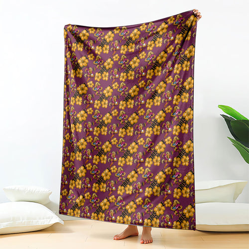 Brisbane Broncos Mascot Blanket Tropical Hibiscus Floral Seamless Rugby Mascot