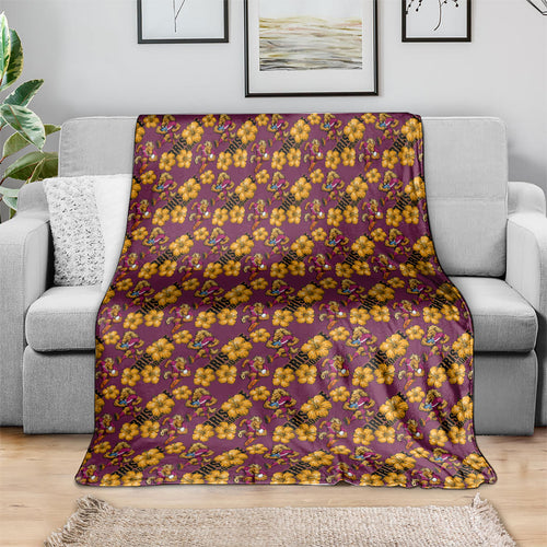Brisbane Broncos Mascot Blanket Tropical Hibiscus Floral Seamless Rugby Mascot