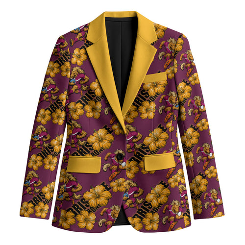 Brisbane Broncos Mascot Blazer Tropical Hibiscus Floral Seamless Rugby Mascot