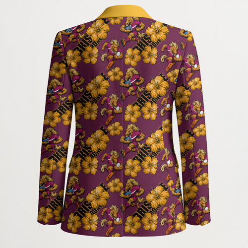 Brisbane Broncos Mascot Blazer Tropical Hibiscus Floral Seamless Rugby Mascot
