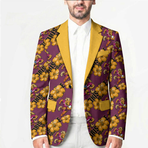 Brisbane Broncos Mascot Blazer Tropical Hibiscus Floral Seamless Rugby Mascot