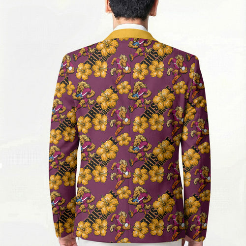 Brisbane Broncos Mascot Blazer Tropical Hibiscus Floral Seamless Rugby Mascot