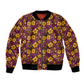 Brisbane Broncos Mascot Bomber Jacket Tropical Hibiscus Floral Seamless Rugby Mascot