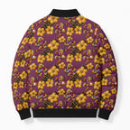 Brisbane Broncos Mascot Bomber Puffer Jacket Tropical Hibiscus Floral Seamless Rugby Mascot
