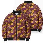 Brisbane Broncos Mascot Bomber Puffer Jacket Tropical Hibiscus Floral Seamless Rugby Mascot