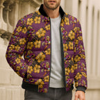Brisbane Broncos Mascot Bomber Puffer Jacket Tropical Hibiscus Floral Seamless Rugby Mascot