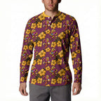 Brisbane Broncos Mascot Button Sweatshirt Tropical Hibiscus Floral Seamless Rugby Mascot