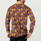 Brisbane Broncos Mascot Button Sweatshirt Tropical Hibiscus Floral Seamless Rugby Mascot