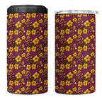 Brisbane Broncos Mascot 4 in 1 Can Cooler Tumbler Tropical Hibiscus Floral Seamless Rugby Mascot