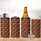 Brisbane Broncos Mascot 4 in 1 Can Cooler Tumbler Tropical Hibiscus Floral Seamless Rugby Mascot