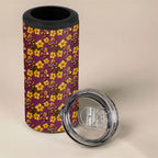 Brisbane Broncos Mascot 4 in 1 Can Cooler Tumbler Tropical Hibiscus Floral Seamless Rugby Mascot