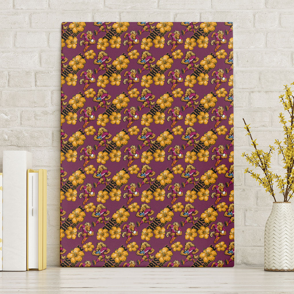 Brisbane Broncos Mascot Canvas Wall Art Tropical Hibiscus Floral Seamless Rugby Mascot