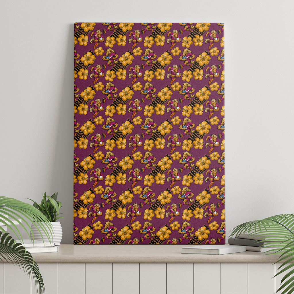 Brisbane Broncos Mascot Canvas Wall Art Tropical Hibiscus Floral Seamless Rugby Mascot