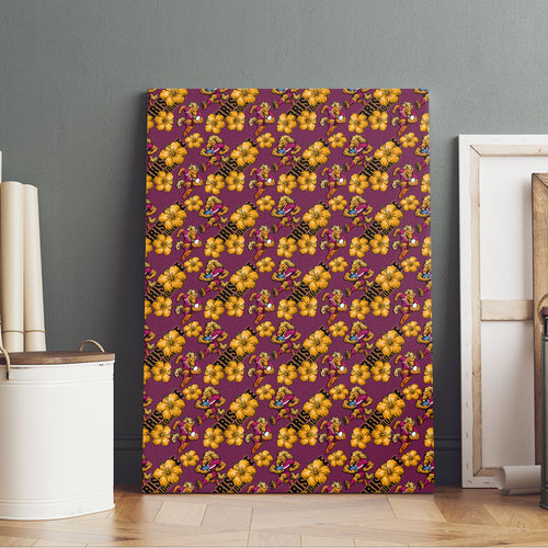 Brisbane Broncos Mascot Canvas Wall Art Tropical Hibiscus Floral Seamless Rugby Mascot