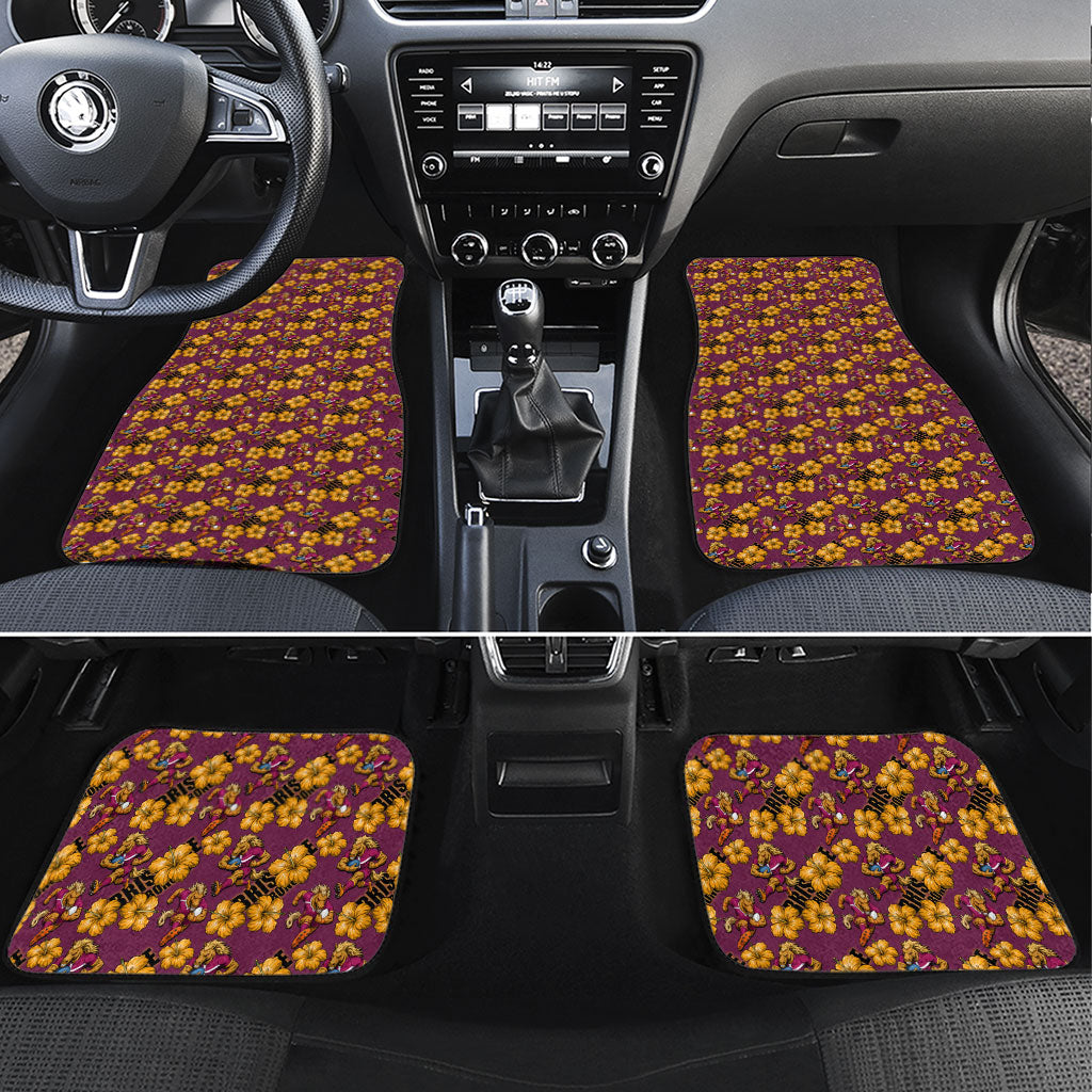 Brisbane Broncos Mascot Car Mats Tropical Hibiscus Floral Seamless Rugby Mascot