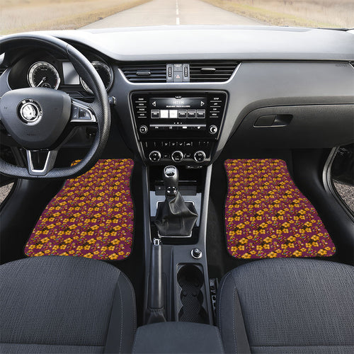 Brisbane Broncos Mascot Car Mats Tropical Hibiscus Floral Seamless Rugby Mascot