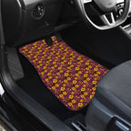 Brisbane Broncos Mascot Car Mats Tropical Hibiscus Floral Seamless Rugby Mascot