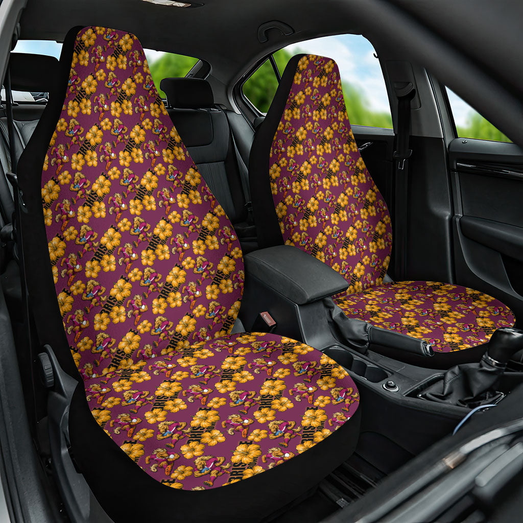 Brisbane Broncos Mascot Car Seat Cover Tropical Hibiscus Floral Seamless Rugby Mascot