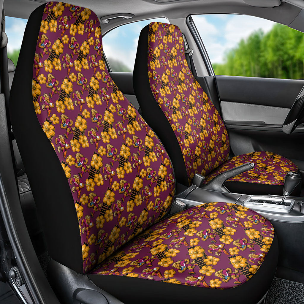 Brisbane Broncos Mascot Car Seat Cover Tropical Hibiscus Floral Seamless Rugby Mascot