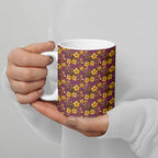 Brisbane Broncos Mascot Ceramic Mug Tropical Hibiscus Floral Seamless Rugby Mascot