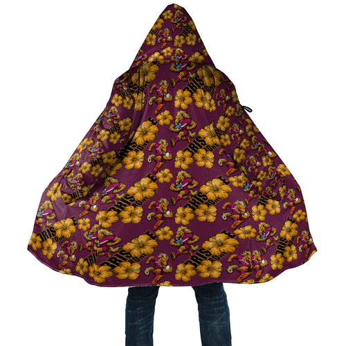Brisbane Broncos Mascot Cloak Tropical Hibiscus Floral Seamless Rugby Mascot