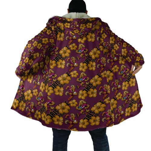 Brisbane Broncos Mascot Cloak Tropical Hibiscus Floral Seamless Rugby Mascot