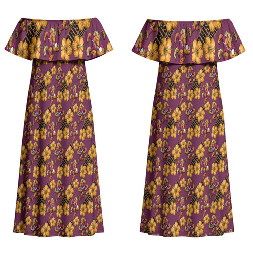 Brisbane Broncos Mascot Couples Matching Off Shoulder Maxi Dress and Hawaiian Shirt Tropical Hibiscus Floral Seamless Rugby Mascot