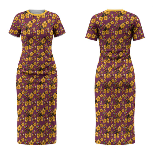 Brisbane Broncos Mascot Couples Matching Short Sleeve Bodycon Dress and Long Sleeve Button Shirt Tropical Hibiscus Floral Seamless Rugby Mascot