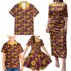 Brisbane Broncos Mascot Family Matching Puletasi and Hawaiian Shirt Tropical Hibiscus Floral Seamless Rugby Mascot