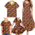 Brisbane Broncos Mascot Family Matching Summer Maxi Dress and Hawaiian Shirt Tropical Hibiscus Floral Seamless Rugby Mascot